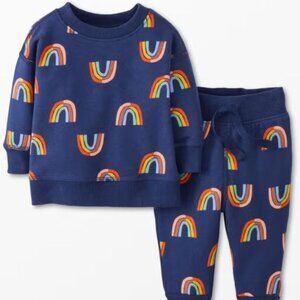Hanna Andersson Baby Print French Terry Top & Pants Set - Rainbow (0-3 M)